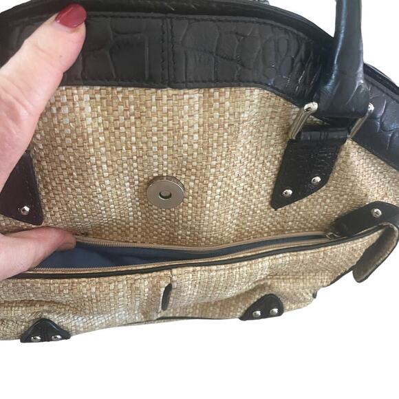 Cole Haan Amanda Straw and Leather Handbag - Picture 12 of 12